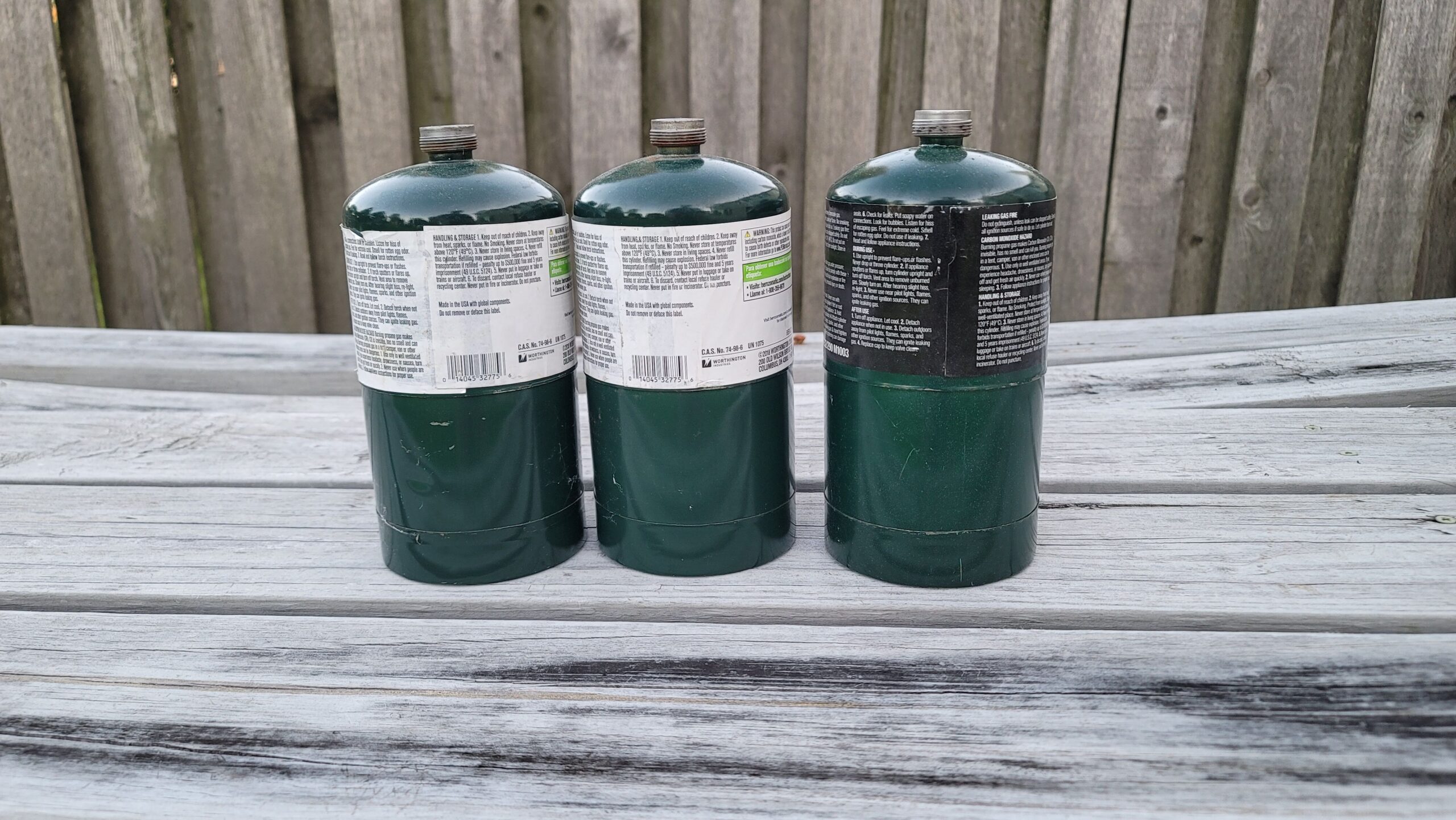 variety set of 1lb propane canisters