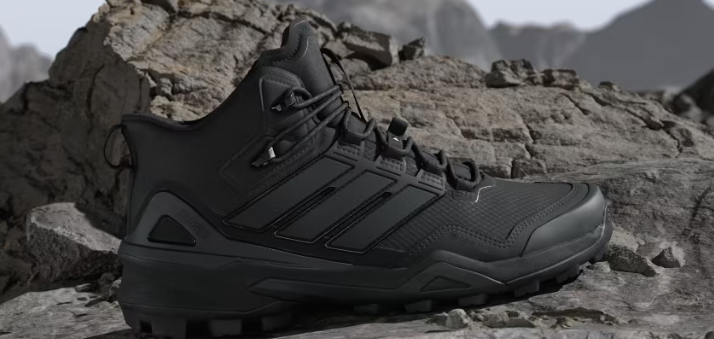 vegan hiking boot on mountain terrain