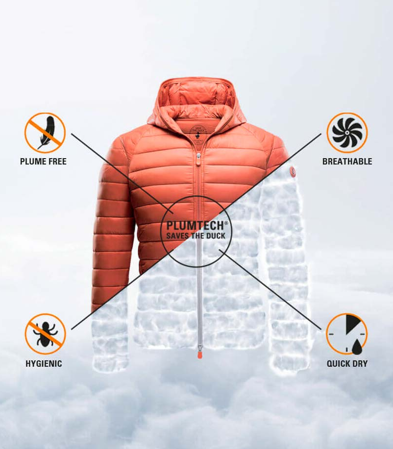 Save The Duck Plumtech vegan puffer jacket — plume free, breathable, hygienic, quick dry